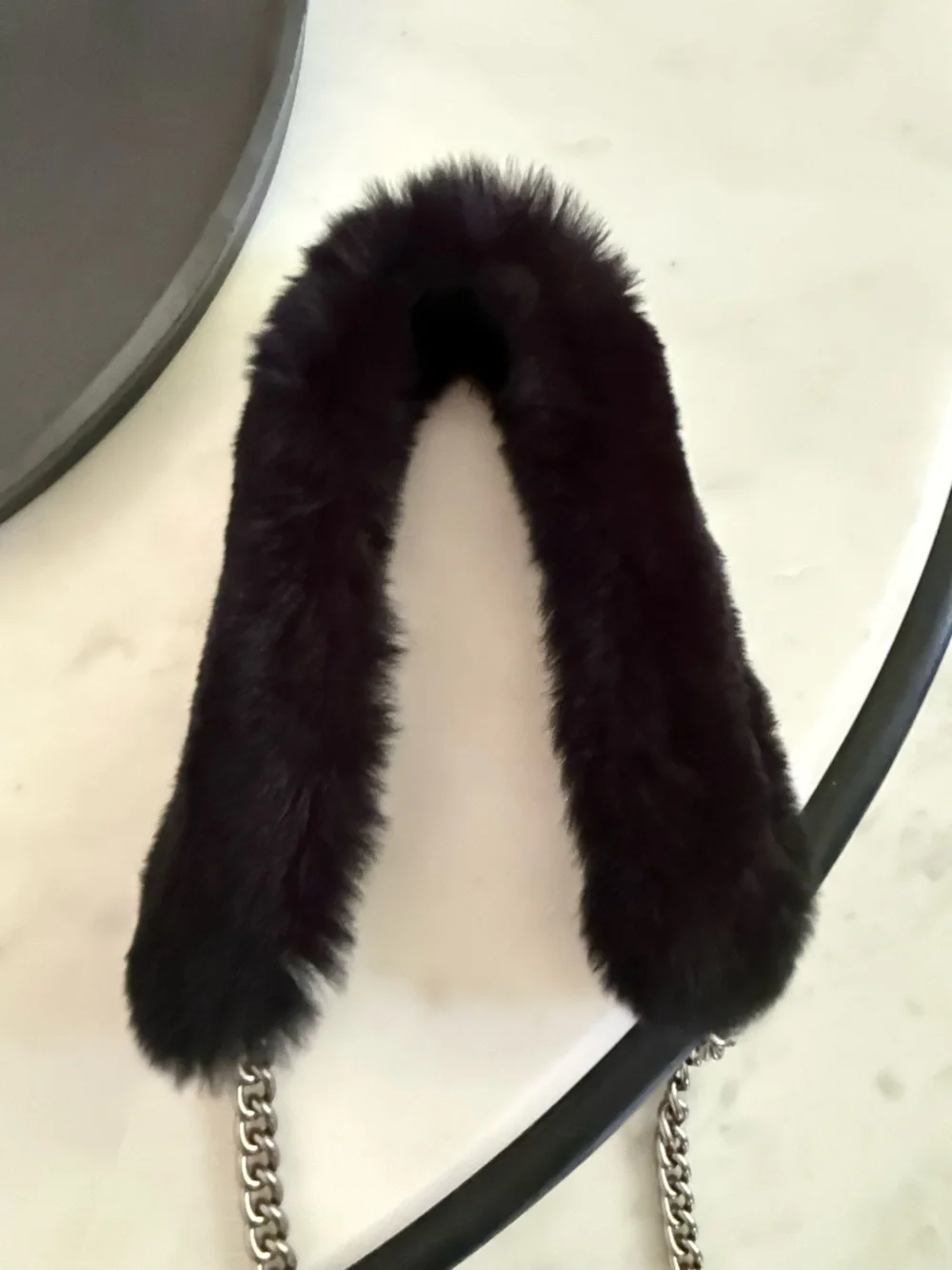 Rebecca Minkoff Fur Purse Strap with Silver Chain
